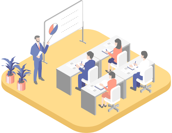 企業型確定拠出年金の講義をしているイラスト